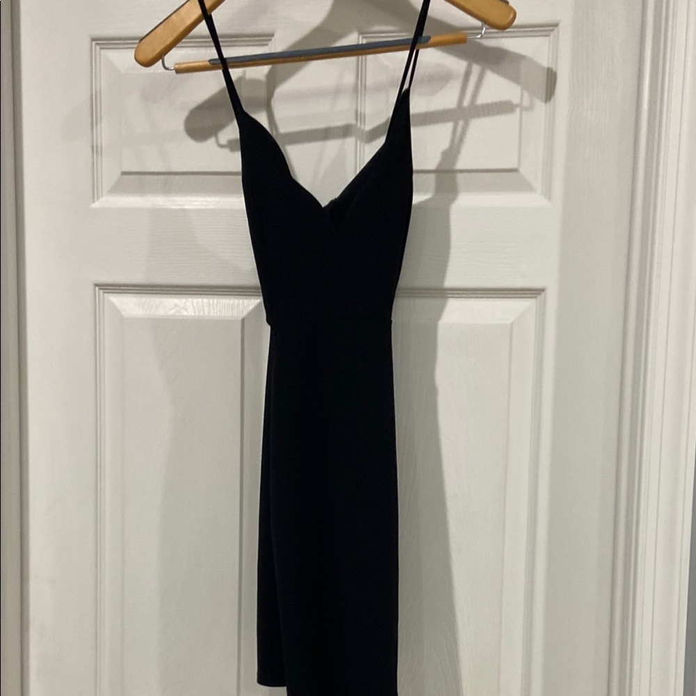 Blue Blush Black Bodycon V-Neck Dress